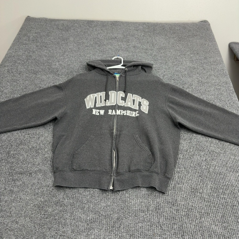 New Hampshire Wildcats Champion Hoodie Mens M Gray Cotton Zip Up Collegiate